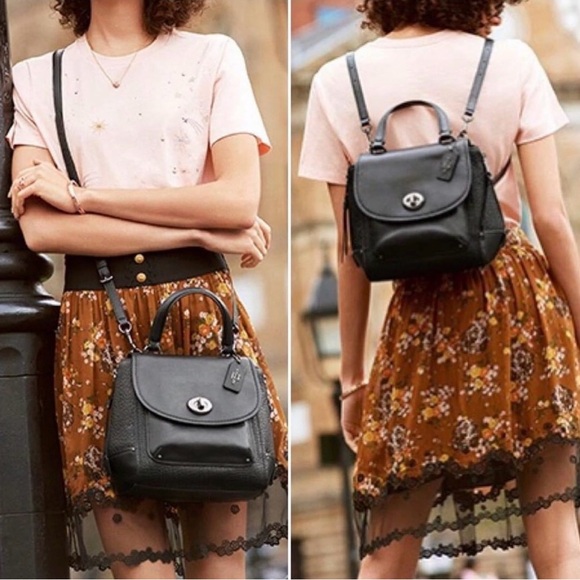 Coach Faye Convertible Pebbled Leather Backpack - Picture 1 of 16